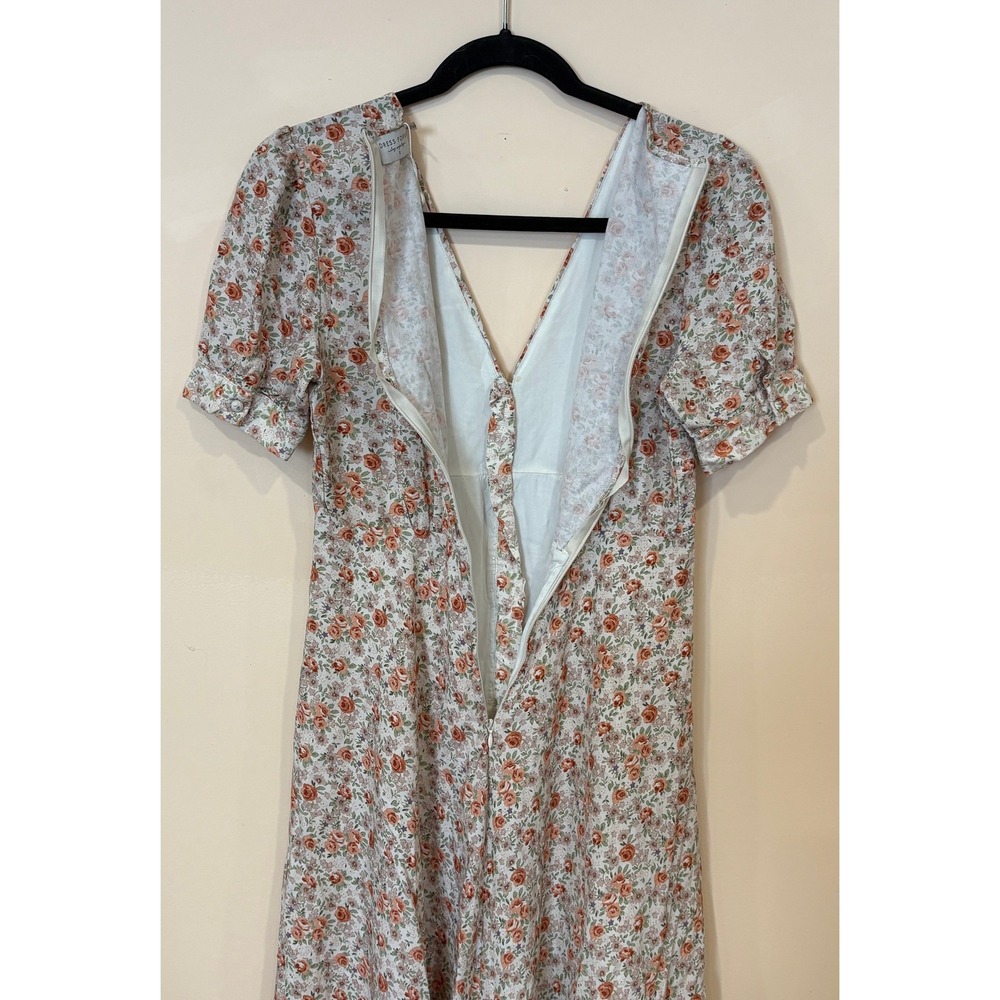Bohme Dress Forum Midi Dress Womens Small Floral Linen Blend High Low Button Up - Picture 4 of 12